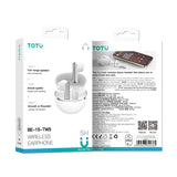 Écouteurs sans fil TOTU BE-15-TWS compatibles Bluetooth, son HiFi, étanches IPX7 - Blanc