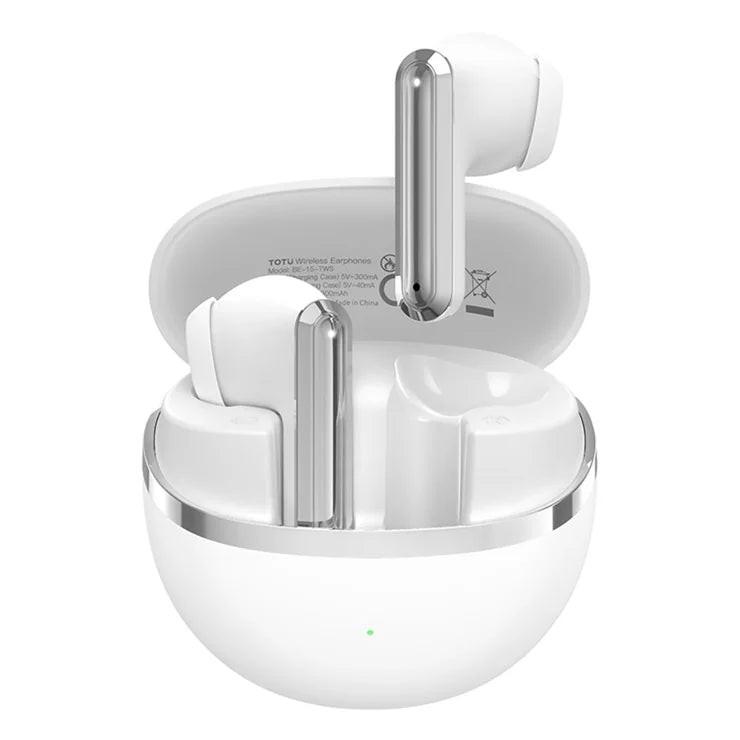 Écouteurs sans fil TOTU BE-15-TWS compatibles Bluetooth, son HiFi, étanches IPX7 - Blanc
