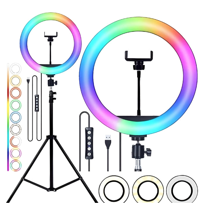 Ring light RGB avec support téléphone de diamètre 45 cm Trépied 2 M
